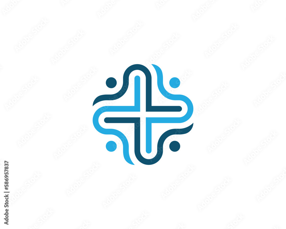 Obraz premium People Plus Group Logo Concept sign icon symbol Design Element. Human Care, Teamwork, Medical, Health Care Logotype. Vector illustration template