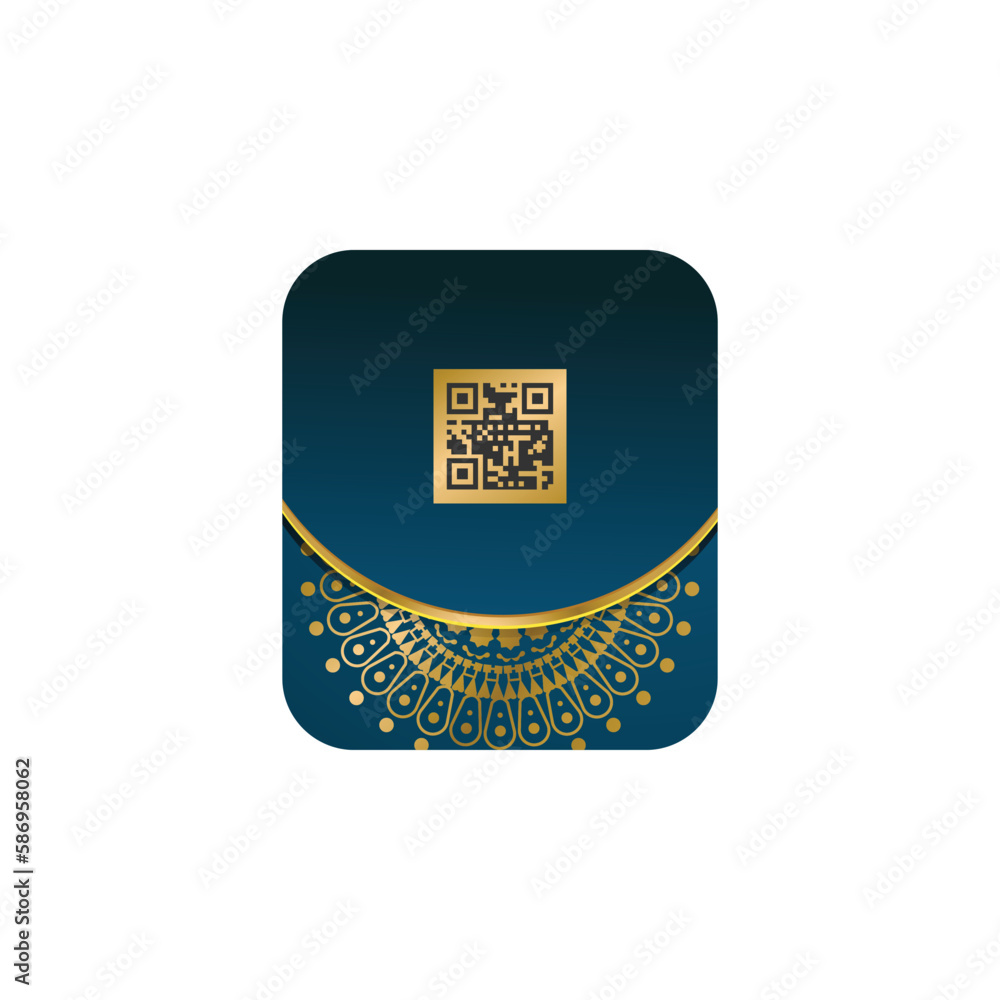 Barcode qr label with ethnic luxury mandala concept Barcode qr label with ethnic luxury mandala concept