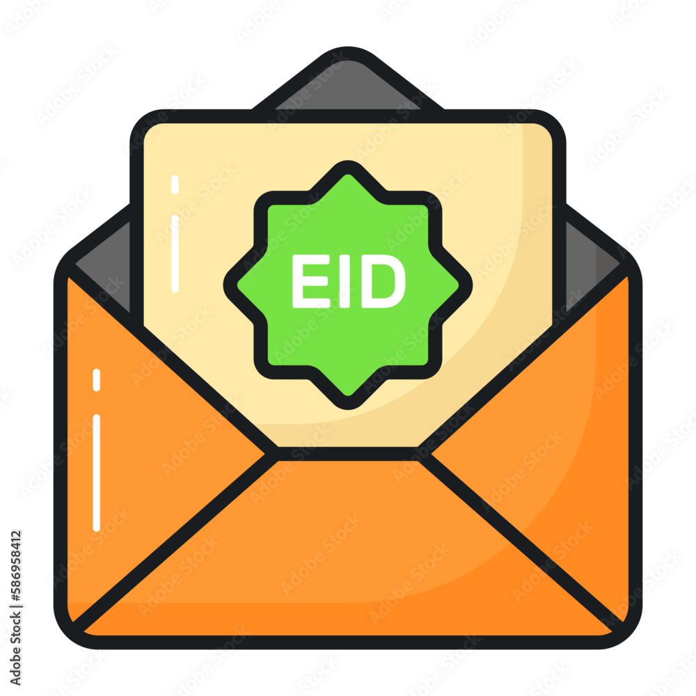 Letter inside envelope showing concept of eid greetings letter in modern style Letter inside envelope showing concept of eid greetings letter in modern style