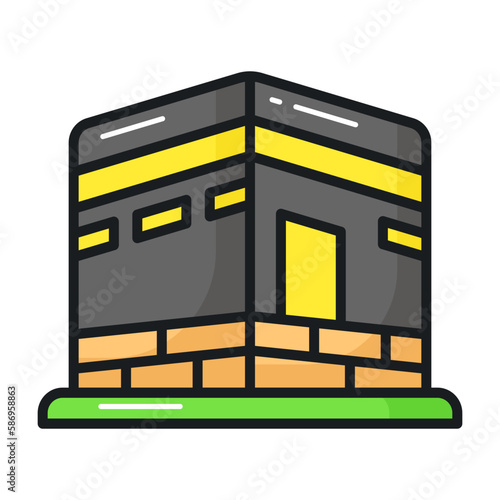 A holy place for muslims in arab, vector of kaaba in editable style
