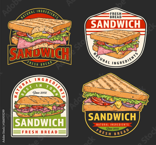 Sandwich menu set colorful flyers