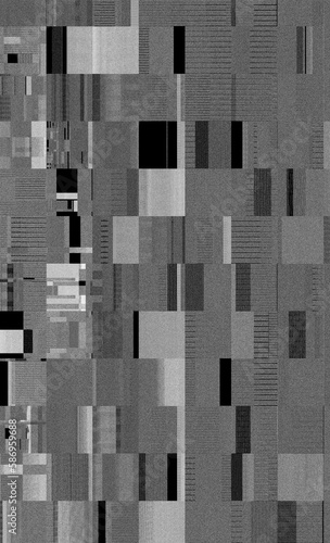 Abstract digital glitch background. Black and white pixels with noise.