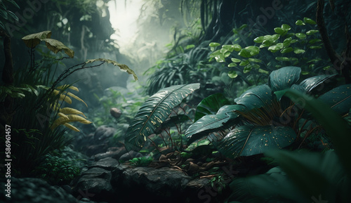 AI  Surrealistic  jungle  green  