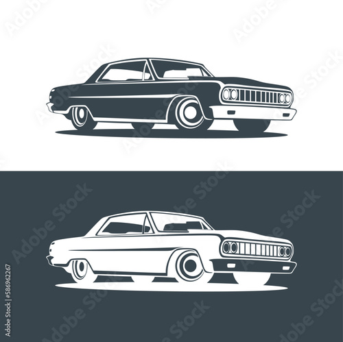 illustration of a car, car vector illustration, retro vintage car art  logo design template vector