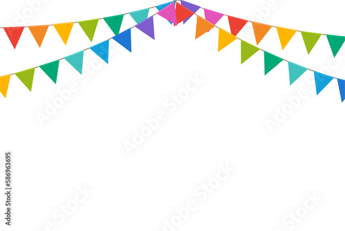 Carnival garland with colorful flags isolated on white background. festival decoration concept.