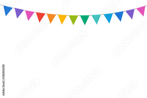 Carnival garland with colorful flags isolated on white background. festival decoration concept.