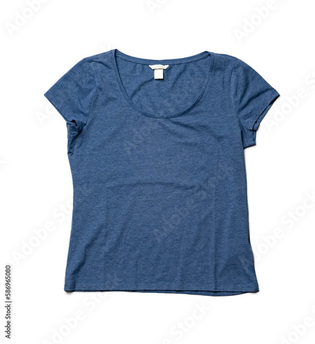 Cotton T-shirt isolated on a white background, top view