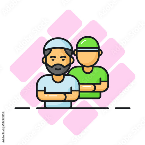 Well designed vector of praying namaz in editable style, premium icon