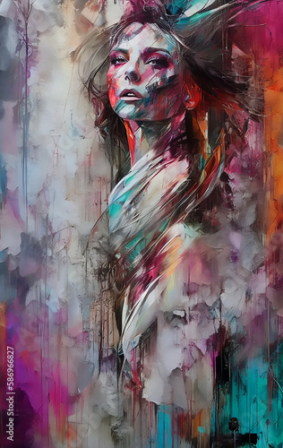 abstract woman in the wall - generative ai