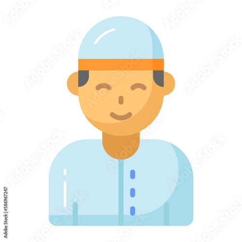 An amazing vector of muslim man avatar, easy to download