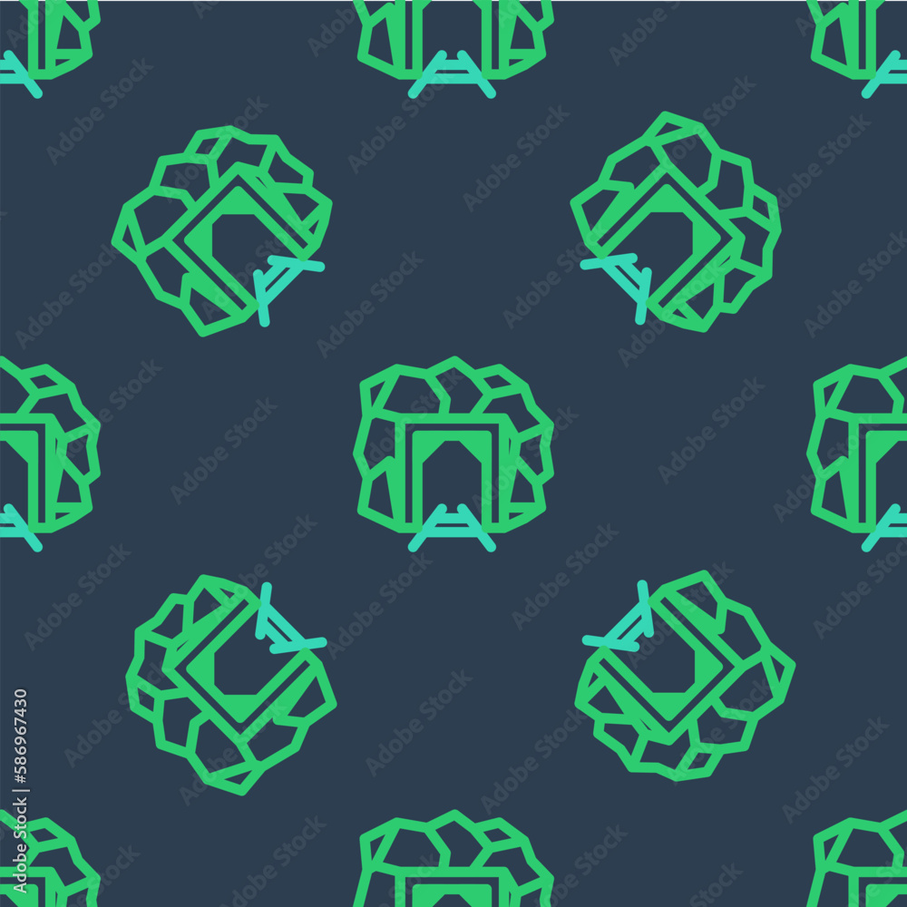 Line Mine entrance icon isolated seamless pattern on blue background. Vector Line Mine entrance icon isolated seamless pattern on blue background. Vector