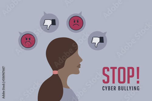stop cyber bullying concept with depressed girl