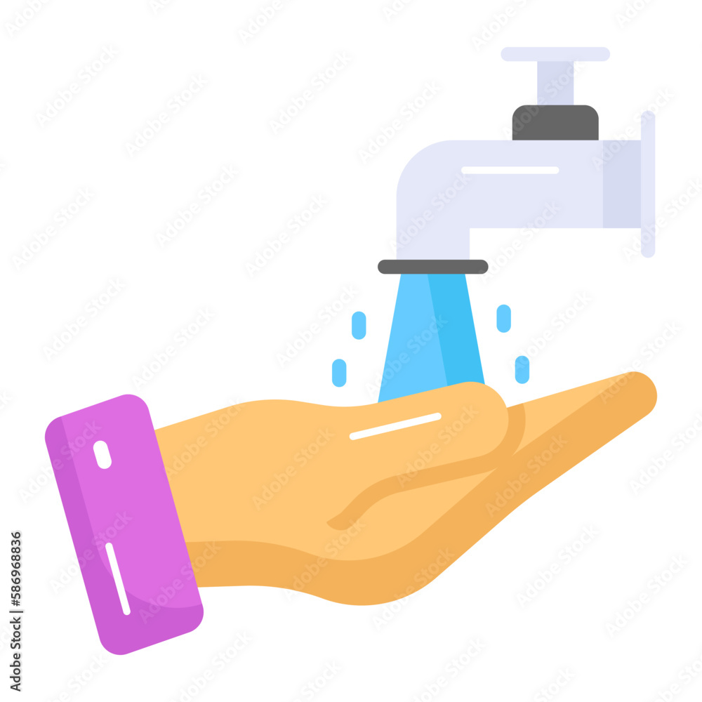 Hand with water tap showing concept of wudhu vector, easy to use icon Hand with water tap showing concept of wudhu vector, easy to use icon