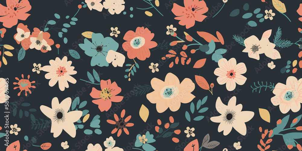 illustration of a seamless floral pattern in spring for Weddings, anniversaries, birthdays and parties. Design for banner, poster, card, invitation, and scrapbook, generative AI illustration of a seamless floral pattern in spring for Weddings, anniversaries, birthdays and parties. Design for banner, poster, card, invitation, and scrapbook, generative AI