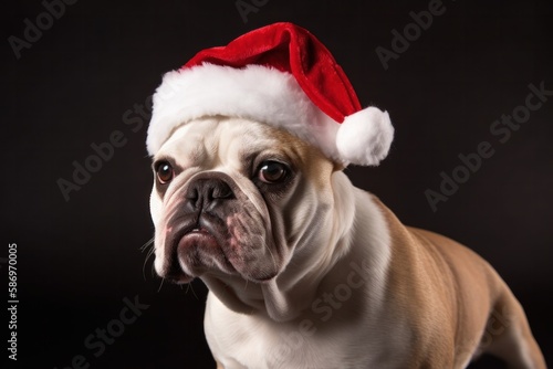 Dog in Santa Hat Portrait