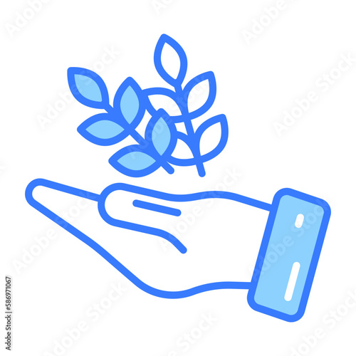 Grain on hand vector design of charity, modern vector of alms