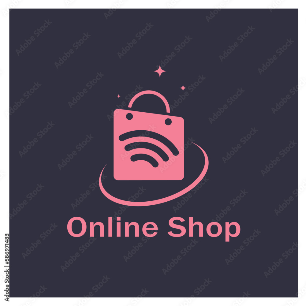 e-commerce logo shopping bag and online shop logo design with modern concept e-commerce logo shopping bag and online shop logo design with modern concept