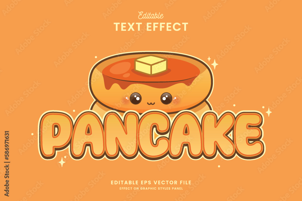 decorative editable pancake text effect vector design - obrazy, fototapety, plakaty 