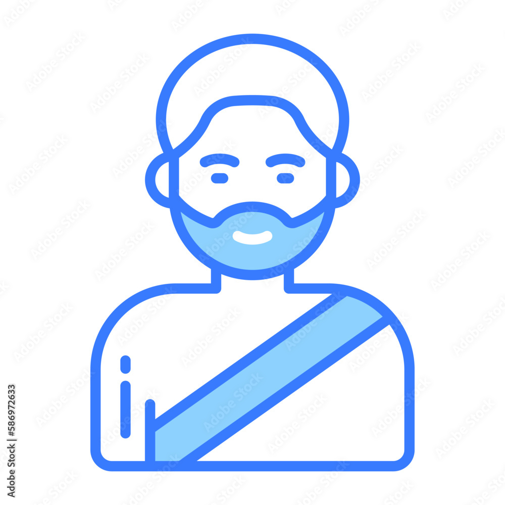 A bearded muslim man wearing ihram to perform umrah. easy to use vector