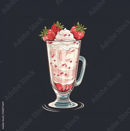 strawberry milkshake ice cream retro AI Generative