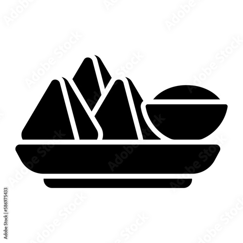 Grab this yummy samosa with sauce vector design,Traditional iftar meal