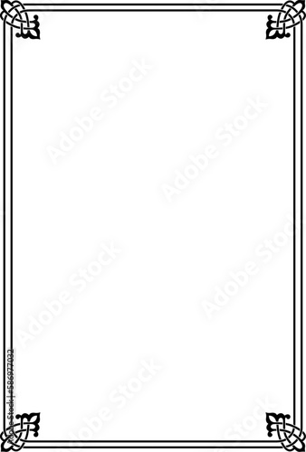 Decorative rectangular black framework. Page decoration. A3, A4 page size.