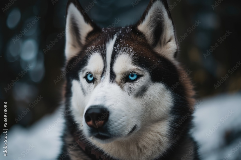 Husky dog portrait, Tromso, Norway. Generative AI