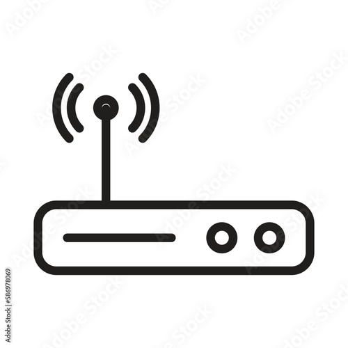 WiFi Router Outline Icons, Modem Icons, Wireless Router Connectivity, Broadband Line, Internet Connection, Access Point Vector Icons