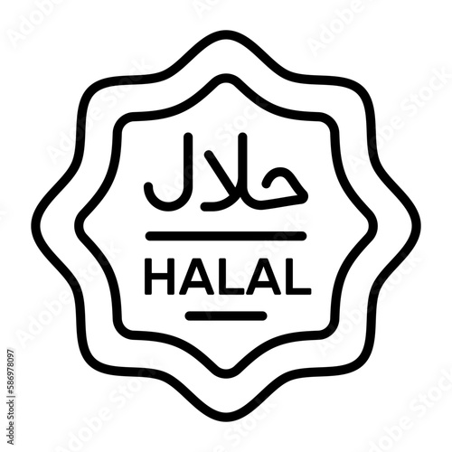 Halal food label vector design in modern and trendy style, easy to use icon