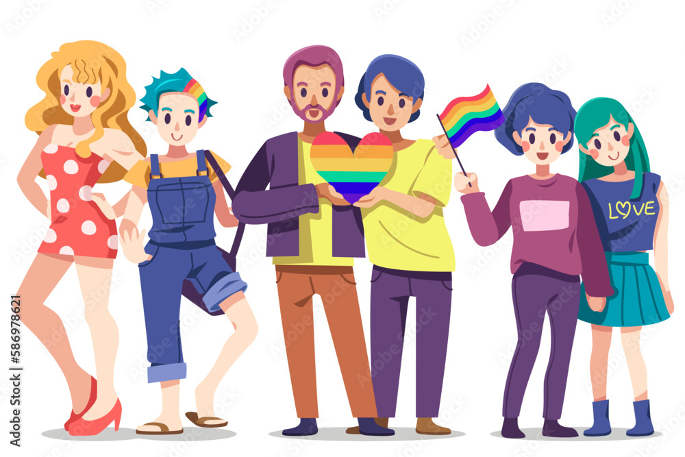 Obraz premium Happy pride month LGBTQ banners and flag for advertising and web pages