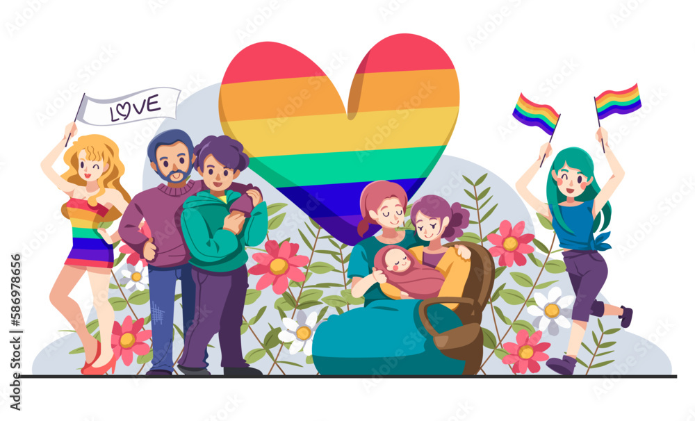 Happy pride month LGBTQ banners and flag for advertising and web pages Happy pride month LGBTQ banners and flag for advertising and web pages