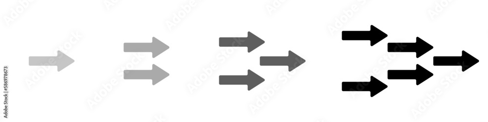 Vector set of black arrows pointing to the right. Cursors icons vector. Set of arrows flow. Direction of movement arrow vector. Vector set of black arrows pointing to the right. Cursors icons vector. Set of arrows flow. Direction of movement arrow vector.