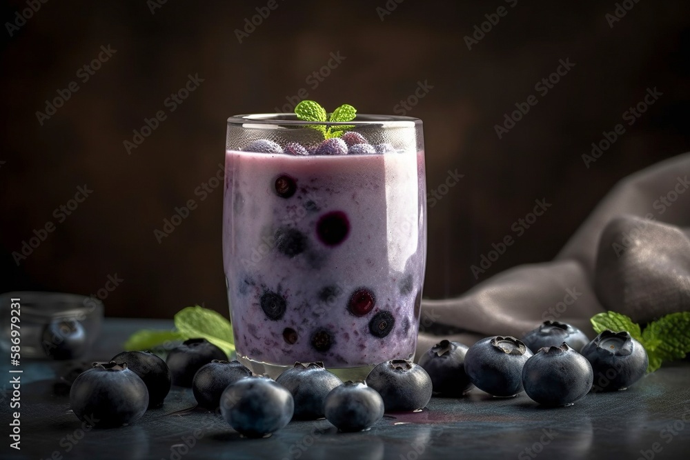 Blueberry smoothie, created with generative AI Blueberry smoothie, created with generative AI