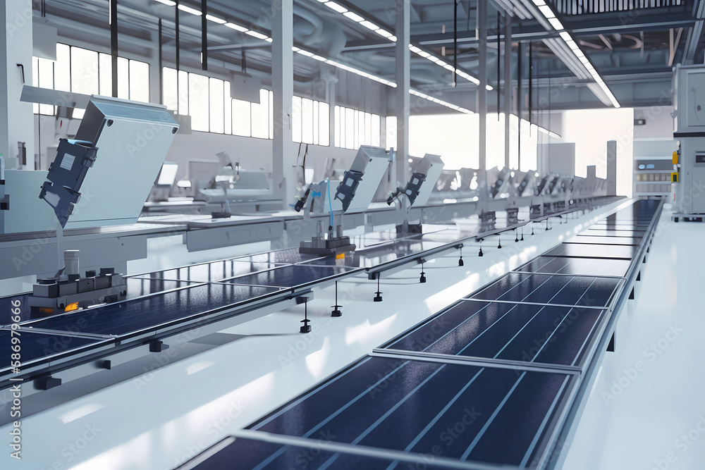 The Innovative Solar Panel Production Facility Employs Advanced Machinery To Streamline The