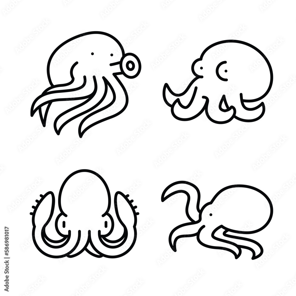 Fototapeta premium octopus outline drawing minimalist style.