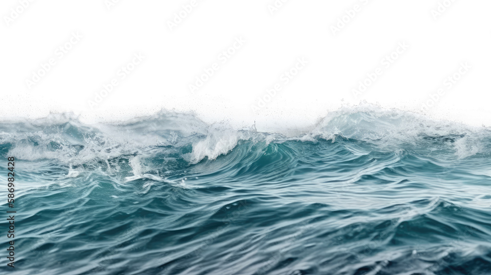 ocean water surface waves , isolated on transparent background cutout , generative ai - obrazy, fototapety, plakaty 