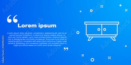White line Furniture nightstand icon isolated on blue background. Vector