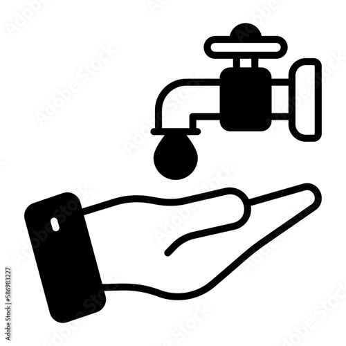 Hand with water tap showing concept of ablution vector, easy to use icon