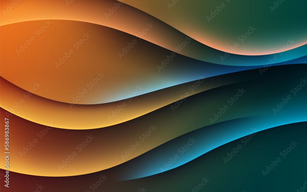 Fototapeta premium dynamic abstract green orange diagonal shape light and shadow wavy background. eps10 vector