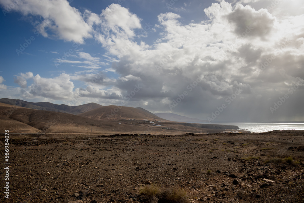 Desert and Atlantic ocean, Fuerteventura, Spain