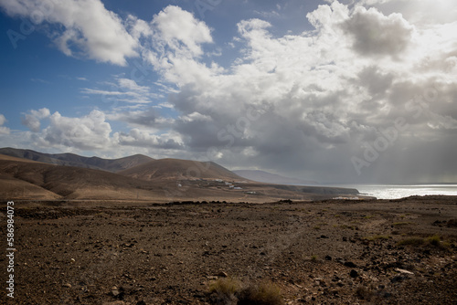 Desert and Atlantic ocean, Fuerteventura, Spain
