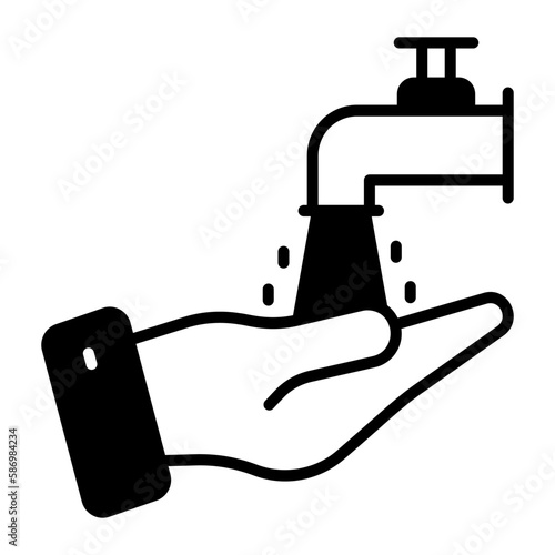 Hand with water tap showing concept of wudhu vector, easy to use icon