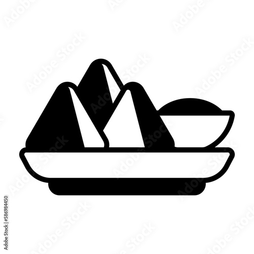 Grab this yummy samosa with sauce vector design,Traditional iftar meal