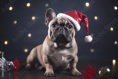 Dog with Santa Hat in front of Holiday Backdrop © Georg Lösch