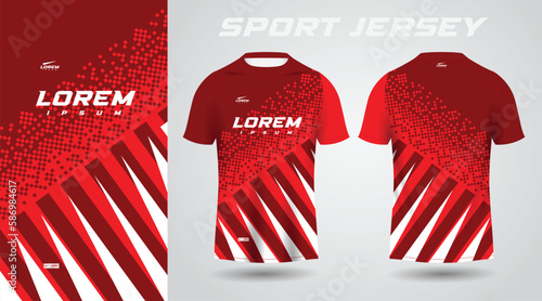 red shirt soccer football sport jersey template design mockup