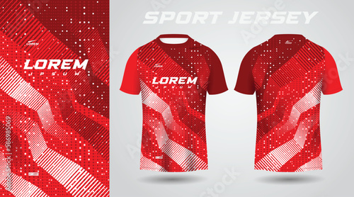 red shirt soccer football sport jersey template design mockup