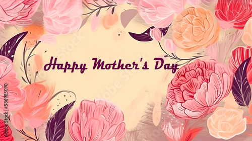 Blooming with Love: Happy Mother's day. This beautiful background is filled with pink and white roses in full bloom, representing the love and beauty that our mothers bring into our lives.