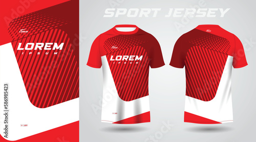 red shirt soccer football sport jersey template design mockup