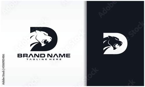 Letter D with panther head icon logo vector image