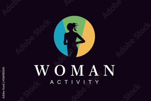 Colorful Silhouette Woman Wellness, Success, Empowered and Health logo design